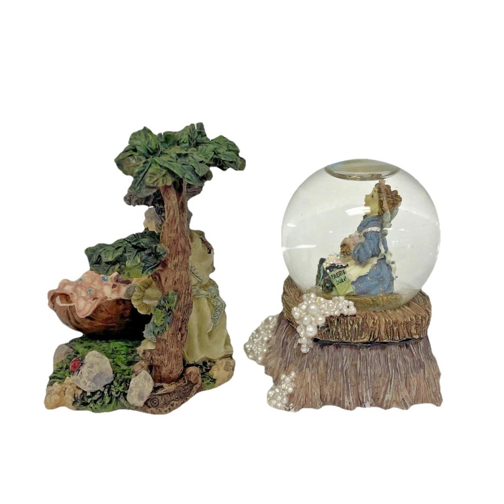 Boyds Bears Wee Folkstone Momma McHopple Naptime Cleaning Faerie Snow Globe Set - Picture 3 of 11